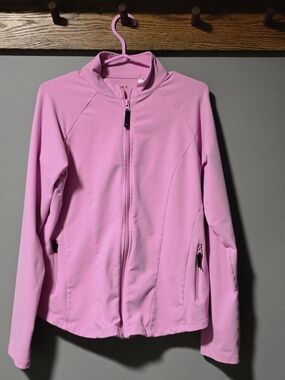 Danskin Pink Full-Zip Active Jacket In Bubblegum Pink.  Size Large 12-14
